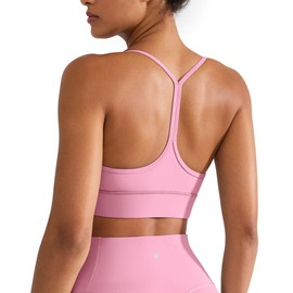 BRXL Y Back Padded Sports Bras for Women Racerback Low Impact Buttery Soft Yoga Pilates Gym Sports Bra Pink