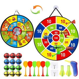 LiRiQi Children's Dartboard, 66 cm, Velcro Dartboard Toy, Foldable, Double-Sided Dartboard with 12 Sticky Balls, Party Games, Outdoor Dart Throwing Game Board, Gift for Boys and Girls
