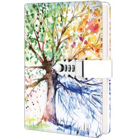 ZXHQ Diary with Lock for Girls and Women, Secret Lock Diary with Exquisite Pattern Design, Refillable Faux Leather Notebook, Size A5 (21 x 15 cm) Tree of Life