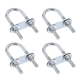 TA-VIGOR 4 sets M6 Round U-Bolts, 25mm Inner Width 70mm Length 304 Stainless Steel U-Bolts with Nut, Plate, Washer for Attaching Piping Conduit Cable Tube Brackets Boat Trailer