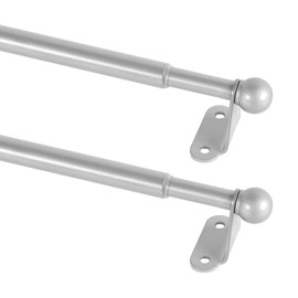 KXLife 2 Pack Mini Short Curtain Rod 12-18 Inch, 1/2" Diameter, French Door Curtain Rod, Small Adjustable Cafe Curtain Rods for Windows with Brackets (Nickel)