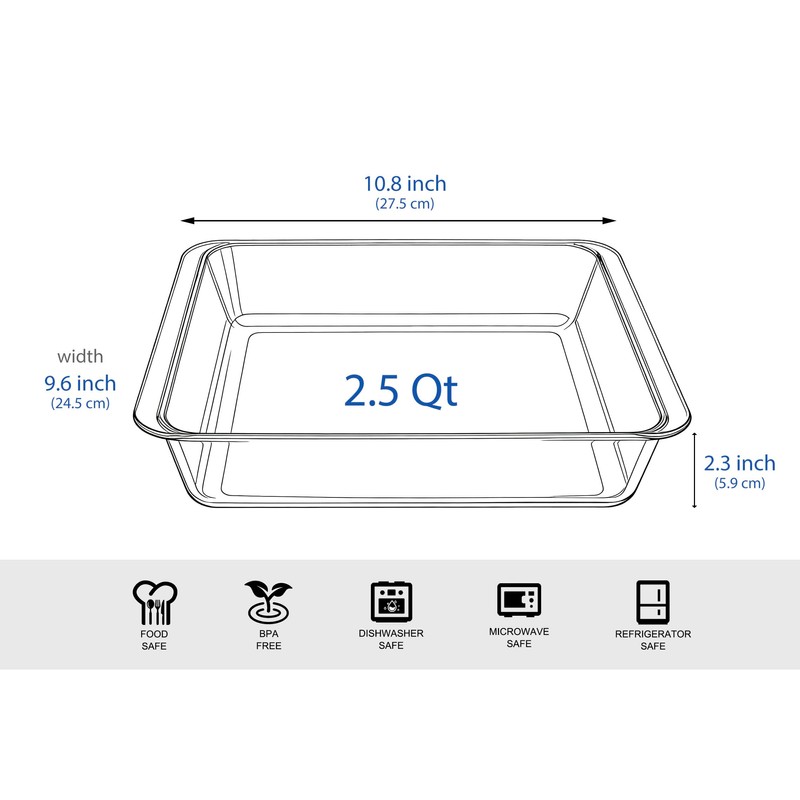 Classic Tempered Glass Baking Dish, Square Borosilicate Glass Baking Pan.