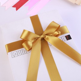 3/4 in x 98.4 Yards Single Faced Gold Ribbon, Solid Color Satin Ribbon, Antique Polyester Fabric Craft Ribbon, Thin Golden Ribbon for Gift Wrapping Crafts Wedding Flower Bouquet Hair Bow