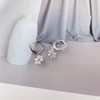 CZ Flower Charm Small Hoop Dangle Drop Earrings for Women