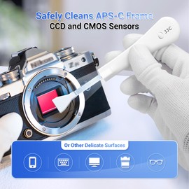 Professional Camera Cleaning Kit with Innovative Illuminated Cleaning Handle, 10Pcs 16mm APS-C Frame Sensor Cleaning Swabs, 15ml Cleaning Solution for Cleaning APS-C Frame CCD and CMOS Sensors