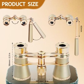 Opera Glasses Binoculars,3X25 Theater Binoculars with Foldable Handle for Adults Kids Women,Small Portable Opera Glasses for Theater and Concert Viewing (Gold with Handle)