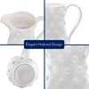 AuldHome Design White Hobnail Ceramic Pitcher (Large), Vintage Retro Style