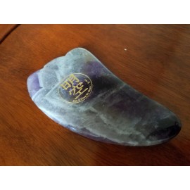 Sun & Moon by Grace Exquisite Purple Natural Jade GuaSha Massage Tool 4x2.5" - Sun & Moon by Grace