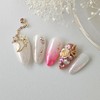 Light Rose Moon Handmade Nail Tips - Long Point /