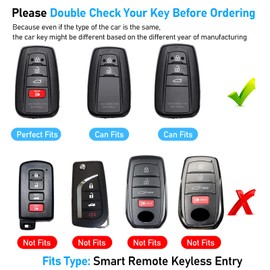 Yumzeco - Funda compatible con llavero para Toyota con llavero, funda para llave para Camry RAV4 Highlander Avalon C-HR Prius Corolla GT86, carcasa de metal, patrón de fibra de carbono, protección completa, 4 botones