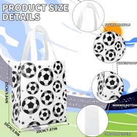 Hitkmi 24 Pcs Soccer Party Favor Bags with Handles Reusable Non-Woven Soccer Gifts Bags Soccer Themed Goodie Candy Treat Bags for Soccer Team Sports Birthday Baby Shower Party Supplies (Green & White)