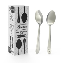 Shaware Teaspoons Set of 6 - Size of 140mm x 32mm x 2mm - Stainless Steel & Dishwasher Safe Tea Spoons for Deserts, Tea, Coffee at Homes, Restaurants and Parties