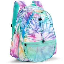 Choco Mocha Tie Dye Kids Tennis Backpack for Girls, Kids Tennis Bag, Racket Backpack for Teen Girls 16 Inch, Colorful