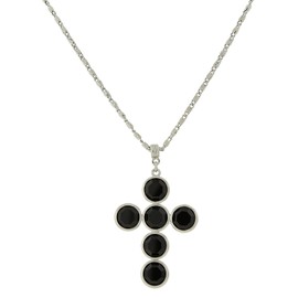 1928 Jewelry Black Austrian Crystal Cross Pendant Necklace For Women, 20 Inch