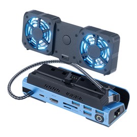 Detachable Dual Cooling Fans 15 in 1 Steam Deck Docking Station with 4K@60Hz 4 USB Ports,1000Mbps,SD/TF Slot,USB-C 100W PD,HD2.0 40Gbps Adapter for Steam Deck/Rog Ally/Switch/Legion Go