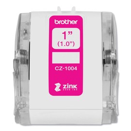 Brother Genuine CZ-1004 Continuous Length 1” (1.0”) 25 mm Wide x 16.4 ft. (5 m) Long Label Roll Featuring ZINK Zero Ink Technology