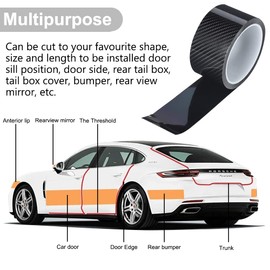 Car Sill Protectors Strips Car Door Sill Protector Black Carbon Fiber Wrap Film, Reducing Scuff, Universal Carbon Fiber Door Sill Kick Plate Protector Covers for Car/SUV/Truck (5CM*5M)