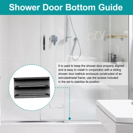 M6219 Sliding Shower Door Bottom Track (Top-Hung Shower Door Track), Suitable for 7/16-inch Thick Glass, 1/2-inch Channels, Glass Shower Door Plastic Track M6219 (2 Pack，Black)
