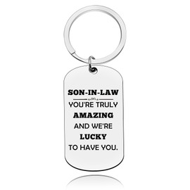 Son in law Gifts from Mother in Law Keyring Son in Law Valentines Day Birthday Keychain Ideas Funny Fathes's Day Gifts for Adults Men Engagement Presents from Mother Father of Bride