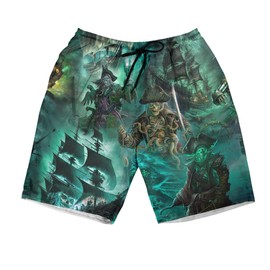 ACEPrints Pirate Skull Hawaiian Shorts for Men Retro Skeleton Pirate Swim Trunks Hawaiian Mens Shorts Summer Beach Mens Shorts Men