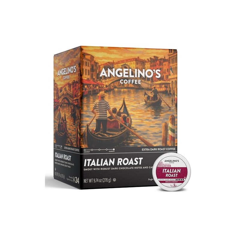 Angelino's Coffee Italian Roast Coffee Pods, 24 Count – Extra