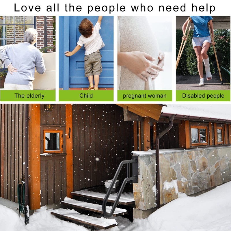 SELEWARE Heavy Duty Wall Mount Handrails for Indoor Outdoor 1-3