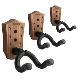 STRICH Guitar Wall Mount,Walnut Base Guitar Hanger,U-Shaped Hanger Mount with Screws, Guitar Holder Hook Stand Wall for Acoustic, Electric,Classical Guitar, Banjo, Bass(2-Pack) - Quantity: 3-pack