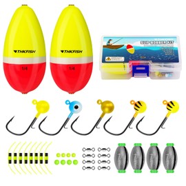 THKFISH Angeln Bobbers Tackle Kit, mit Swimbait Jig Köpfe, Kunststoff-Perlen, Gewicht Swivel, Süßwasser Angeln Geschenk für Männer, für Crappie Catfish Forelle Bass Fishing (7g-1/4OZ)
