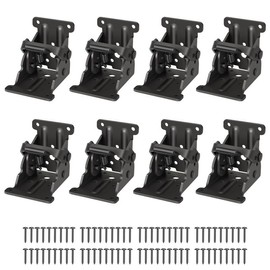 8 Pack Table Leg Folding Brackets Lock Extension Support Bracket Foldable Self Lock Hinges for Table Legs, Bed Leg, Workbench - Color: Black Pack of 8