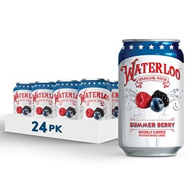 Waterloo Sparkling Water, Summer Berry Naturally Flavored, Pack of 24, 12 Fl Oz Cans | Zero Calories | Zero Sugar or Artificial Sweeteners | Zero Sodium