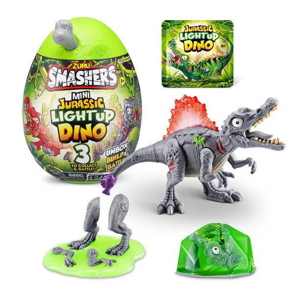 Smashers Mini Jurassic Light Up Dino Egg by ZURU, Spinosaurus, Collectible Egg, Volcano, Fossil Toy, Dinosaur Toys, T-Rex Toy for Boys and Kids, (Spinosaurus)