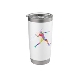 Javelin Thrower Cool Rainbow Splatter Track Field Design Stainless Steel Insulated Tumbler