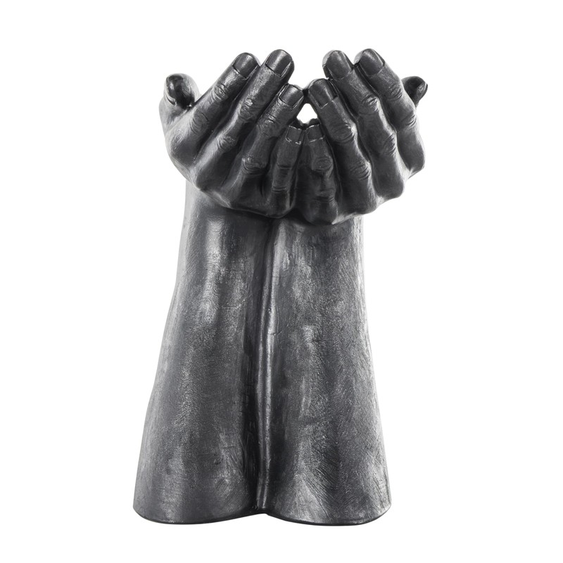 Deco 79 Polystone Hands Open Sculpture, 10" x 9" x