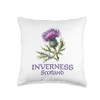 Inverness Scotland Watercolor Thistle Throw Pillow