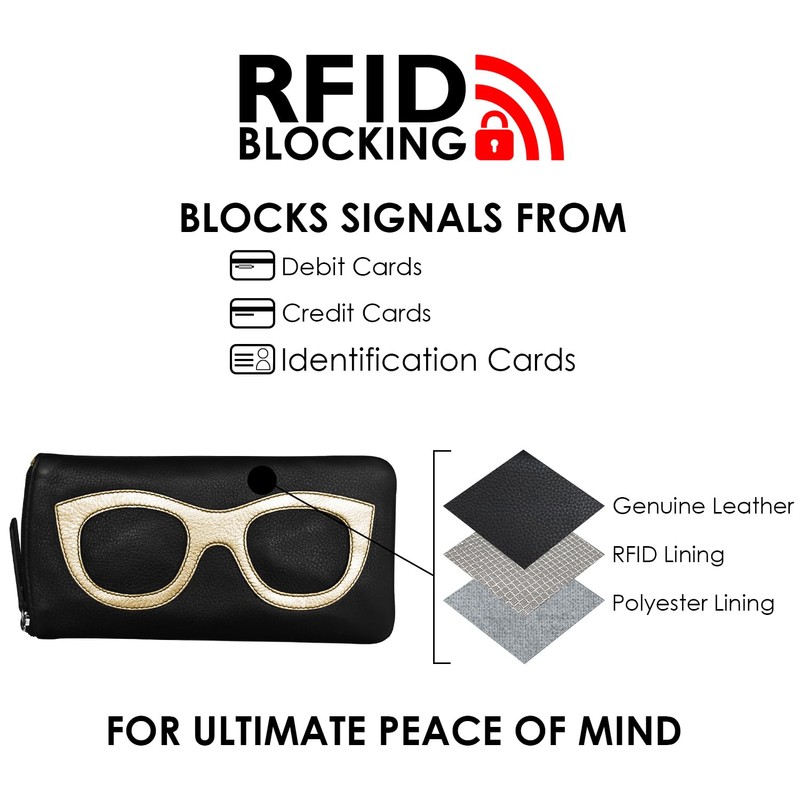 ili New York Smooth Leather Soft Eyeglass Case, Zip Closure