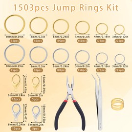Chuyau 1503Pcs Jump Rings for Jewelry Making Supplies Necklace Clasps Kit with Open Tools Pliers Tweezers and Lobster Clasps for Jewelry Tools Repair Kit