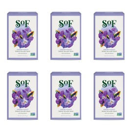 SoF Triple Milled Bar Soap - With Coconut Oil & Organic Shea Butter- Vegan & Non GMO- Free From Phthalates, Sulfates & Parabens- Fresh Violet- 6 oz Bar 6 Bars