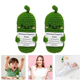 Emotional Support Pickled Cucumber Gift,2 Pcs Knitting Cucumbe with Positive Words,Cute Pickle Toys for Home Office Desktop Decor (2 pcs)