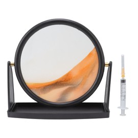 Moving Sand Art Picture Sandscape in Motion Round Glass 3D Rotatable Relaxing Toy Desktop Decor Yellow