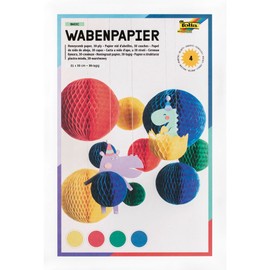 folia 461-09 - Wabenpapier BASIC, 21 x 33 cm, Bastelpapier mit Wabenstruktur in 4 Farben, 30-lagig, zum Gestalten bunter Waben Deko