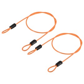 YOKIVE 2 Pcs Security Steel Cables, Coated Baggage Lock Wire Rope with Double Loop | Great for Luggage, Bicycles, Doors (Orange, 2.5mmx0.5m)