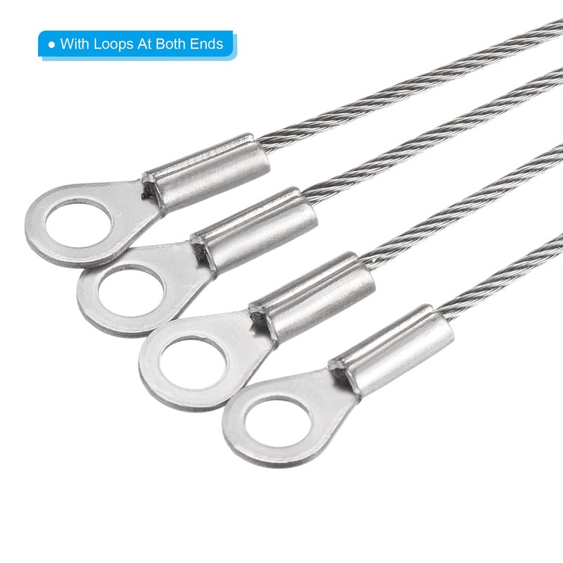 PATIKIL 4pcs 80cm 1.5mm Stainless Security Cable 5mm Inner Diameter
