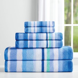 Stoneberry Home® Printed 6-Piece Towel Set Microfiber Blue Ombre