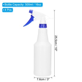 PATIKIL 500ml/16oz Plastic Spray Bottles, 4pcs Adjustable Nozzle Leak Proof Empty Water Mist Stream Sprayer for Cleaning Solutions Plants Hair, Dark Blue