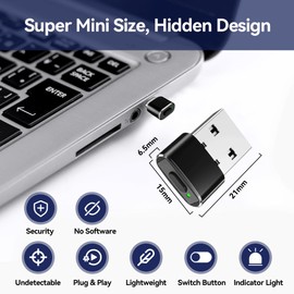 AXFEE Mouse Jiggler, Undetectable USB Mouse Mover Jiggler, Mouse Wiggler with Switch Button and 3 Jiggler Modes, Suitable for Keep Laptop/Computer Awake, Driver-Free
