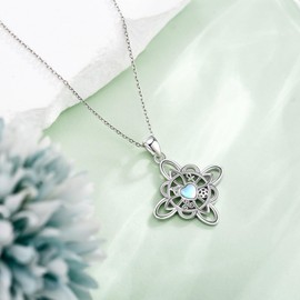 VENACOLY Witches Knot Necklace 925 Sterling Silver Nudo De Bruja Plata 925 Original Moonstone Necklaces Witchy Jewellery Witch Knot Pendant Gifts for Women