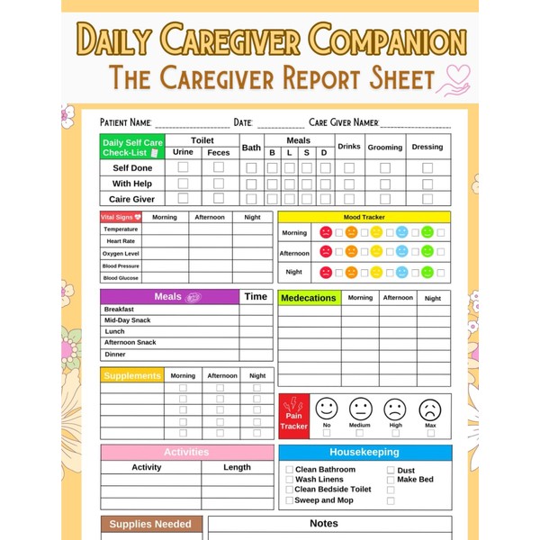The Caregiver Report Sheet: Professional Daily Log Book for Nursing
