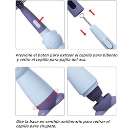 Kit de Cepillos para Biberón 3 en 1 - Limpieza Profunda de Biberones, Pezones y Pajitas | Cerdas de Silicona Alimentaria Segura | Ideal para Bebés Recién Nacidos