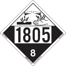 Labelmaster ZEZ41805 UN 1805 Corrosive Hazmat Placard, E-Z Removable Vinyl (Pack of 25)
