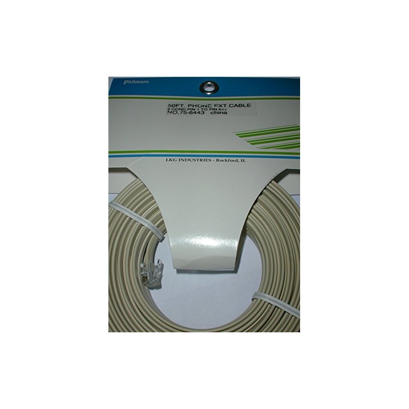 Philmore 75-6443 Ivory 50 ft 6 Conductor Modular Telephone Cable